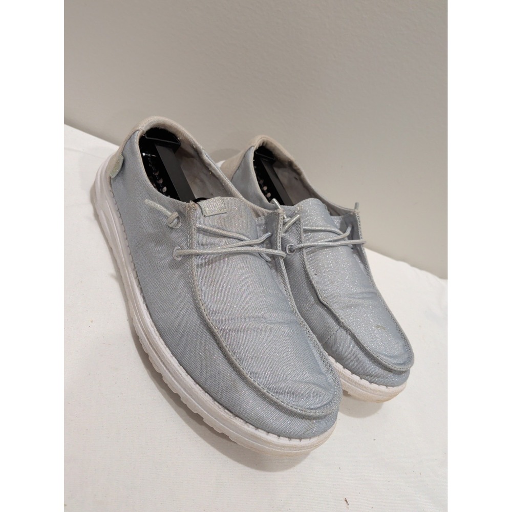 Hey Dude Wendy Glitter Smoke Quartz Blue Silver Shoes Womens 8 40079-4MY